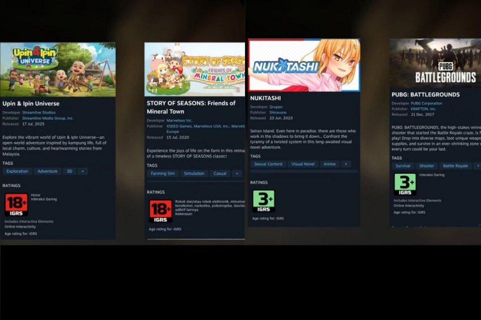 Game di Steam, Komdigi,