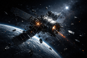 Ilustrasi serpihan satelit