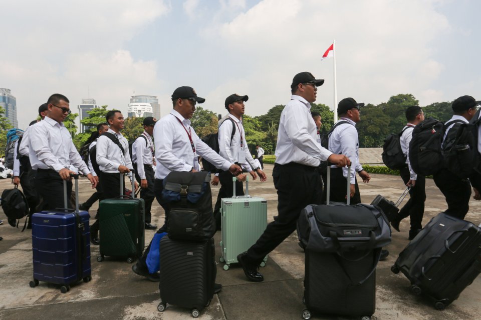 Kemhan Lepas 2.000 ASN untuk Ikuti Program Komcad 2026 (Foto: Katadata/Fauza Syahputra)