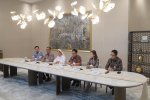 Konferensi pers pengembalian dana nasabah BNI di Graha BNI, Rabu (22/4)