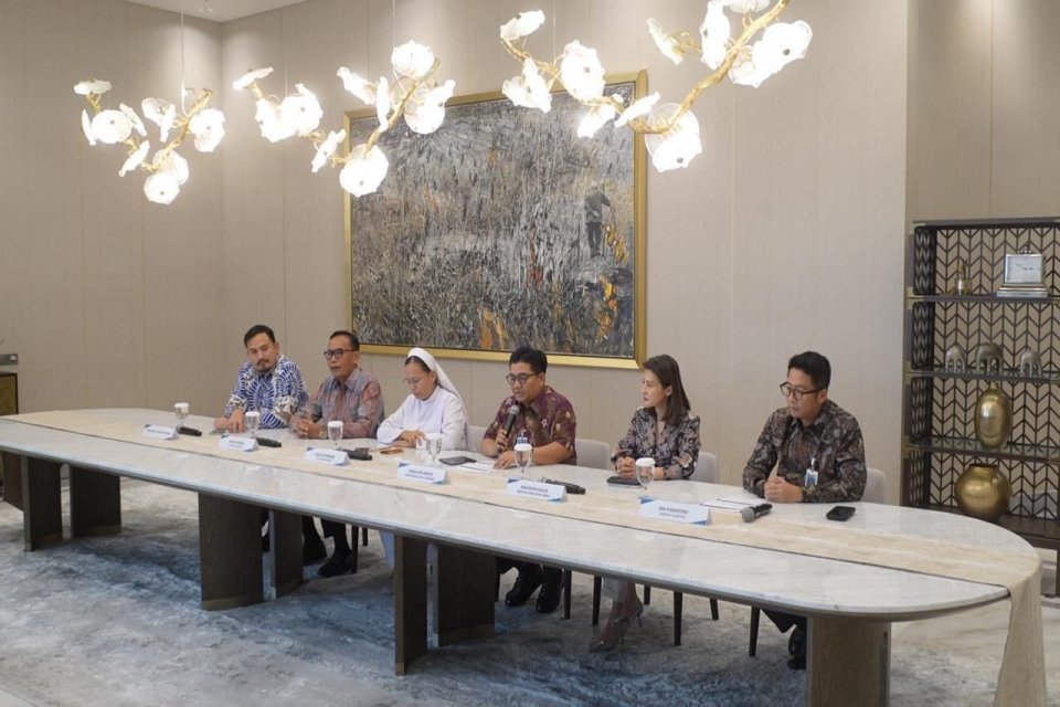 Konferensi pers pengembalian dana nasabah BNI di Graha BNI, Rabu (22/4)