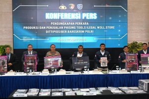 FBI Atlanta dan Polri menggelar konferensi pers di Jakarta, Rabu (22/4).