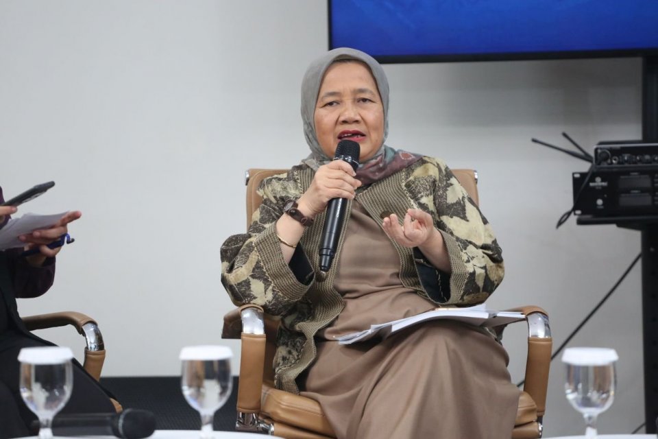 Direktur Industri Kimia Hulu Kementerian Perindustrian, Wiwik Pudjiastuti, dalam Katadata Policy Dialogue "Nasib Industri Tanah Air di Bawah Bayang-Bayang Perang" yang diselenggarakan Katadata, di Jakarta, Rabu (6/5).