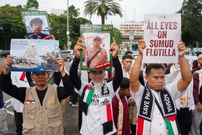 Aksi Solidaritas dan Dukungan untuk WNI yang Ditangkap Israel (Foto: Katadata/Fauza Syahputra)