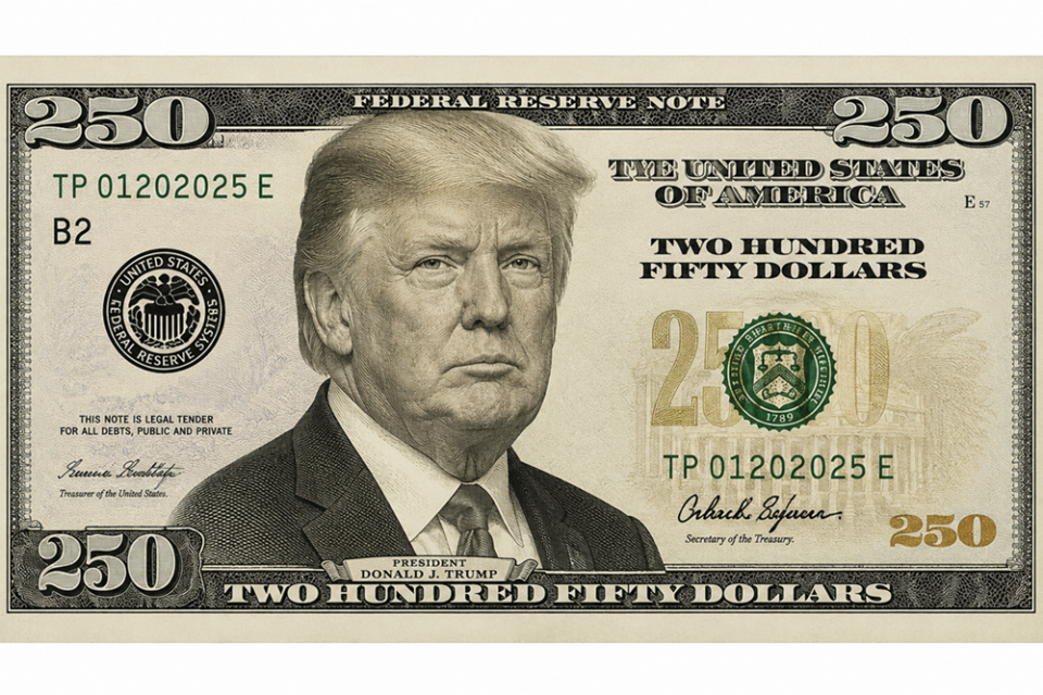 DOLAR $ 250 dengan wajah Trump,