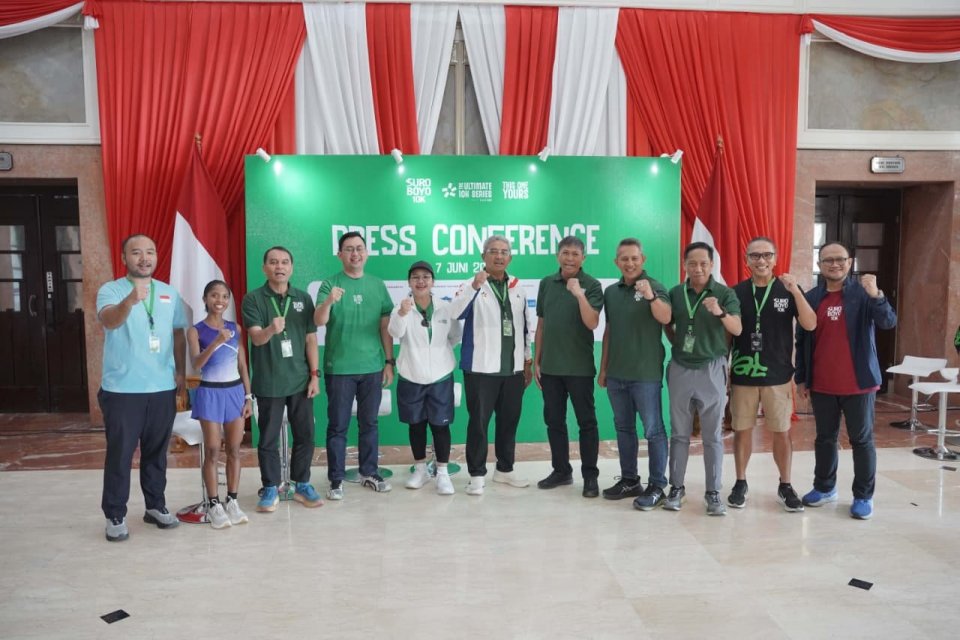 Konferensi pers gelaran perdana Suroboyo 10K, Minggu (7/6/2026). 