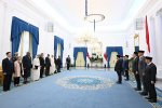 Presiden Prabowo Subianto saat menerima surat kepercayaan 9 Duta Besar di Istana Merdeka, Jakarta, Selasa (9/6). 