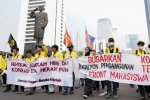Demonstrasi BEM UI Tuntut Penghentian MBG Hingga Turunkan Harga BBM (Foto: Katadata/Fauza Syahputra)