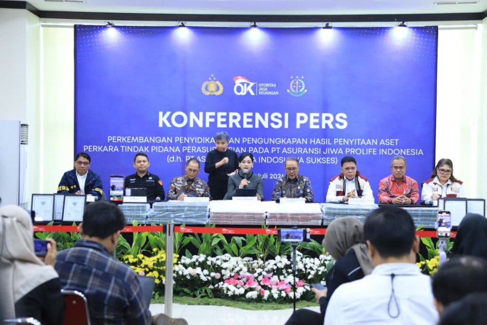 Konferensi Pers Otoritas Jasa Keuangan (OJK) tentang Pengungkapan Hasil Penyitaan Aset Tindak Pidana Perasuransian pada PT Asuransi Jiwa Prolife Indonesia (Asuransi Jiwa Indosurya Sukses).