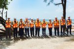 Acara pendaratan kabel bawah laut Nongsa Changi Cable (NCC) di Batam, Senin (20/7).