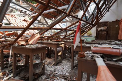 Kondisi SDN Kebayoran Lama Selatan 09 yang Roboh Sejak 2 Tahun Lalu (Foto: Katadata/Fauza Syahputra)