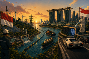 Ilustrasi Singapura dan batas dengan Indonesia.