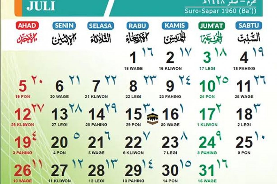 Kalender Jawa 30 Juli 2026