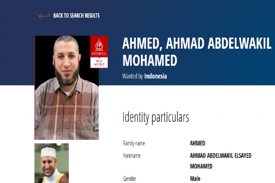 Interpol memasukkan nama Syekh Ahmad Al Misry ke dalam Red Notice. Foto: Interpol