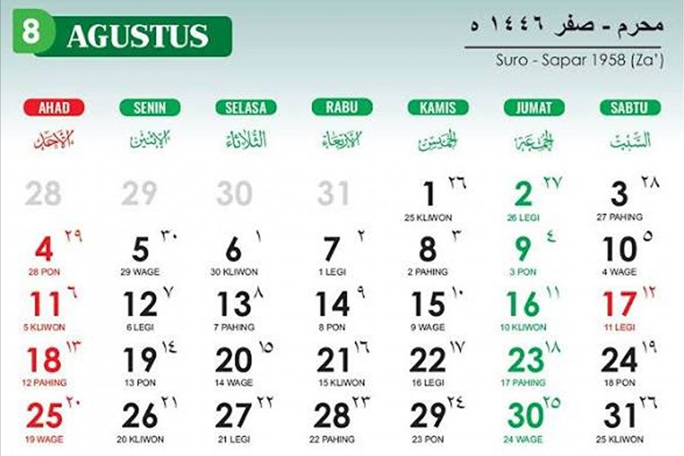 Kalender Jawa 14 Agustus 2026