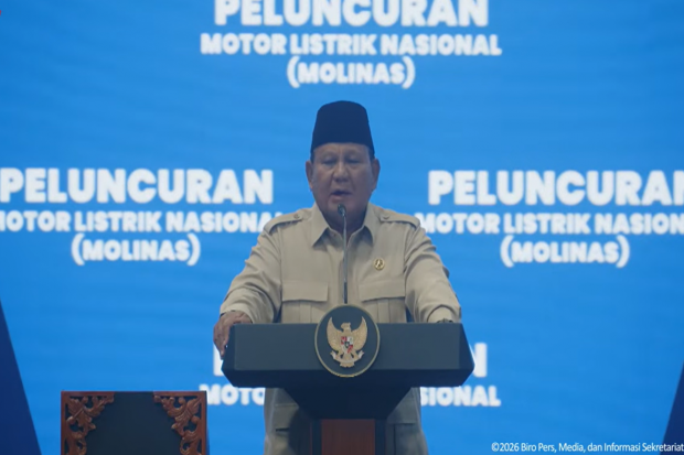 Presiden Prabowo Subianto saat peluncuran Motor Listrik Nasional (Molinas).