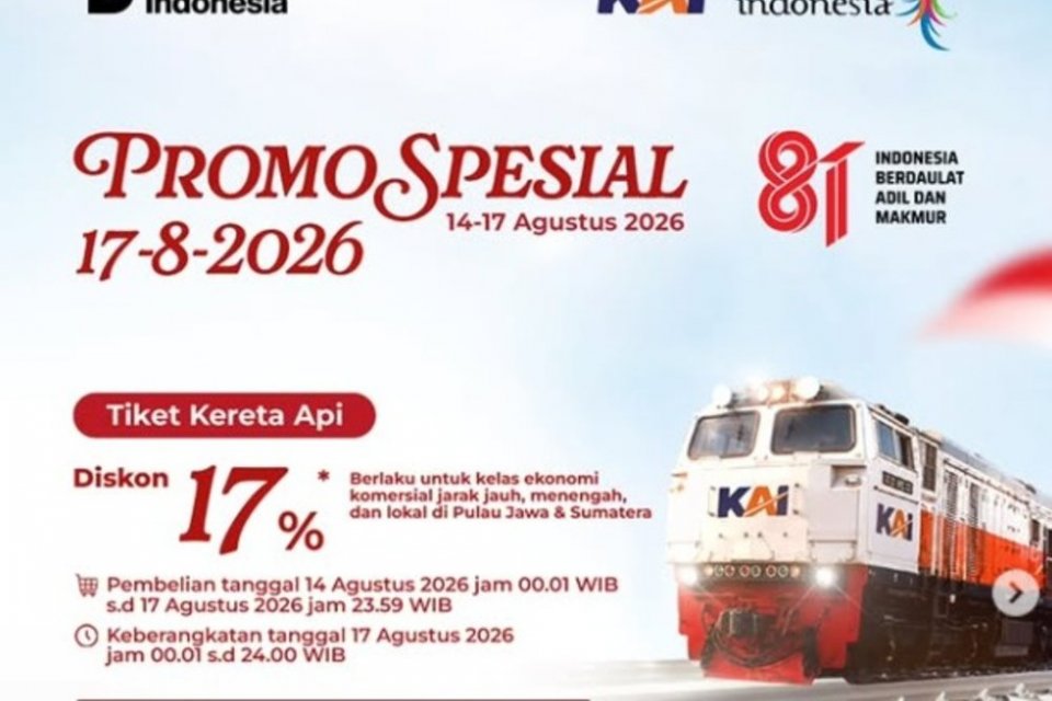 Cara Dapat Diskon Tiket Kereta 17 Persen dari KAI