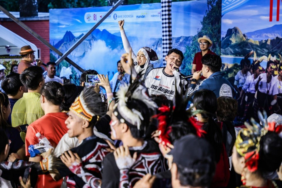 Suasana saat acara Indonesia Fair 2026 di KBRI Beijing, Cina pada Sabtu (15/8).