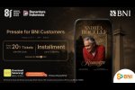 BNI membuka presale eksklusif konser Andrea Bocelli “Romanza—30th Anniversary World Tour” pada 21–24 Agustus 2026, dengan diskon tiket hingga 20% dan 