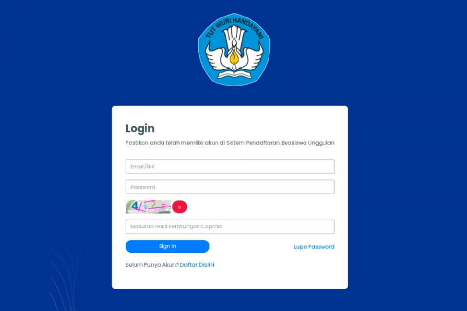 Tangkapan layar link pendaftaran beasiswa unggulan 2026 di web kemendikdasmen