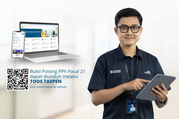 Taspen menyediakan layanan pengunduhan Bukti Potong PPh Pasal 21 melalui TOS TASPEN agar peserta pensiun dapat menyiapkan dokumen pelaporan SPT Tahunan secara mandiri.