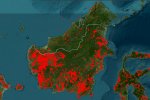 Peta akumulasi titik panas 24 jam di Kalimantan, Sabtu (22/8)