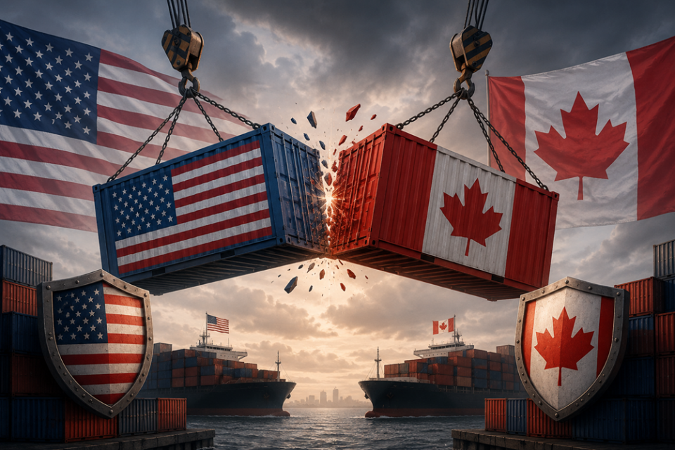 Perang dagang antara Amerika Serikat (AS) dan Kanada. 