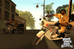 Cuplikan gameplay GTA PS2 saat dikejar polisi menggunakan sepeda motor