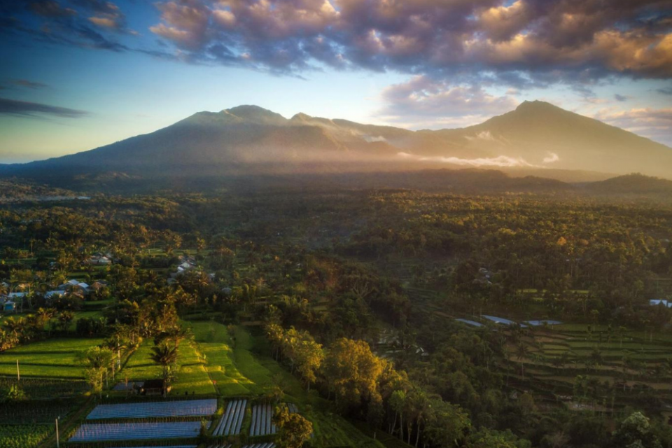 Desa wisata di Lombok selain Sade, Tetebatu dengan panorama persawahan dan Gunung Rinjani