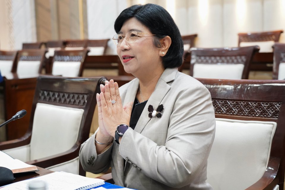 Pejabat Sementara Gubernur Bank Indonesia (BI) Destry Damayanti mengikuti uji kelayakan dan kepatutan calon Gubernur BI di ruang Komisi XI DPR, Kompleks Parlemen, Senayan, Jakarta, Rabu (26/8/2026).