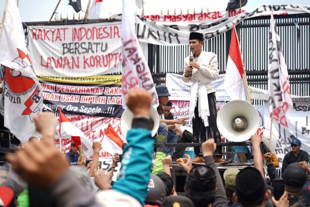 Aliansi Pati Demo di DPR, Tuntut Sahkan RUU Perampasan Aset dan Hukum Mati Koruptor (Foto: Katadata/Fauza Syahputra)