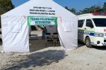 Posko pelayanan kesehatan Dinas Kesehatan Kalimantan Selatan yang disiapkan untuk menangani warga terdampak kabut asap di Banjarbaru, Kalimantan Selat