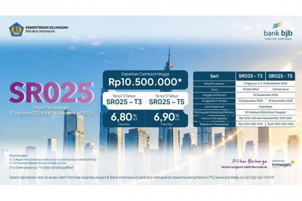 bank bjb Hadirkan SR025 Mulai Rp1 Juta