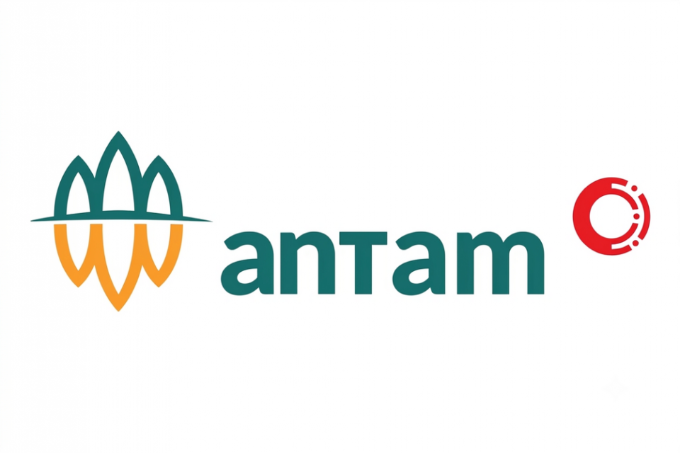 Logo PT Aneka Tambang Tbk (ANTM) atau Antam (ilustrasi).