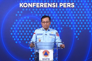 Sekretaris Utama BNPB Rustian dalam konferensi pers yang disiarkan oleh kanal Youtube BNPB Indonesia pada Selasa (8/9).