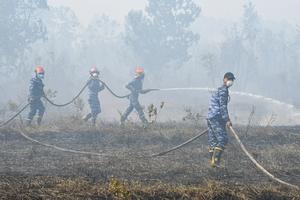 TNI AU bantu operasi pemadaman Karhutla di Banjar Baru