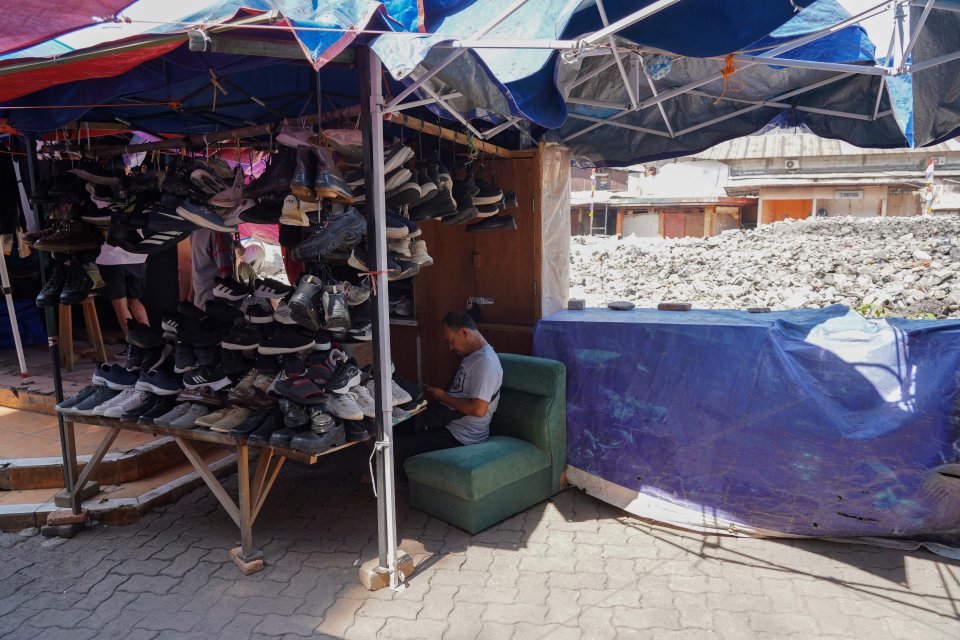 Setahun Pascakebakaran, Pedagang Menagih Janji Pemprov DKI Revitalisasi Pasar Taman Puring (Foto: Katadata/Fauza Syahputra)