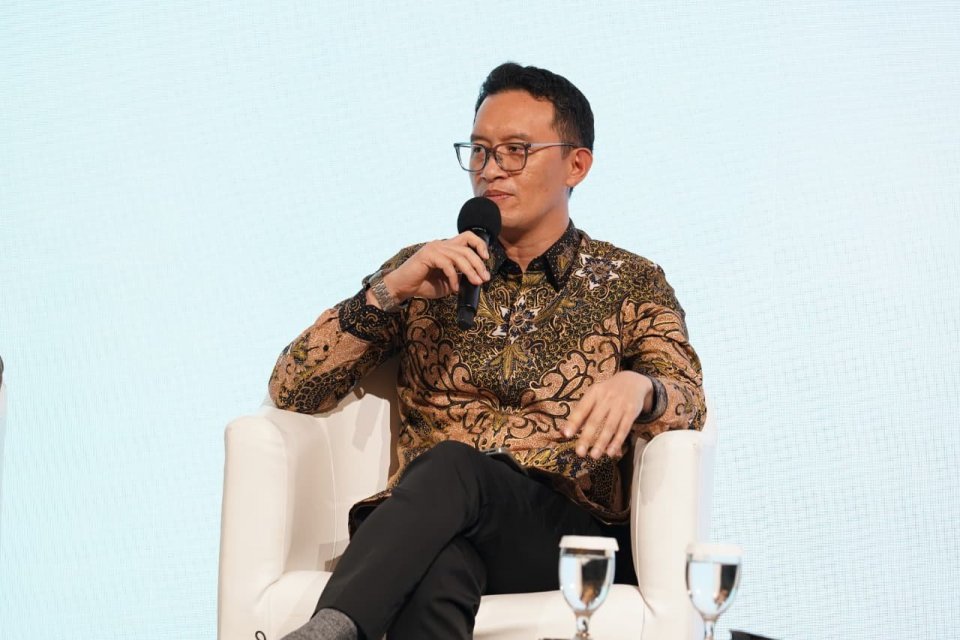 Erlangga Rismantojo, Senior Project Manager Sustainability and Clean Ammonia, PT Pupuk Indonesia (Persero), dalam Plenary Session \"Decarbonizing Business: Driving ESG Performance and Competitiveness\" di Katadata SAFE 2026, di Jakarta, Kamis (17/9).