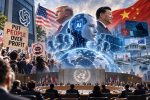 Ilustrasi perlombaan AI Cina dan AS