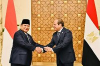 Presiden Prabowo Subianto bertemu Presiden Mesir Abdel Fatah El-Sisi di Kairo, Mesir pada 12 April 2025.