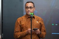 Keterangan pers perkembangan pasar modal Indonesia (Foto: Katadata/Fauza Syahputra)