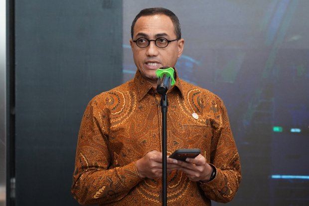 Keterangan pers perkembangan pasar modal Indonesia (Foto: Katadata/Fauza Syahputra)