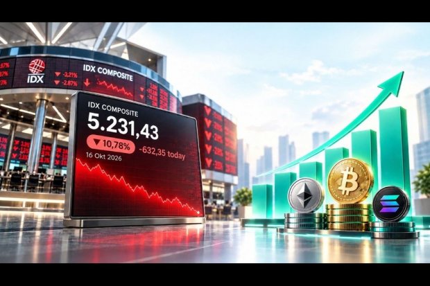 Ilustrasi pergerakan IHSG dan aset kripto.