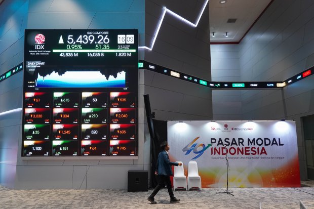 IHSG perdagangan akhir pekan ditutup menguat 0,95% atau naik 51,35 poin ke level 5.439,26 (Foto: Katadata/Fauza Syahputra)